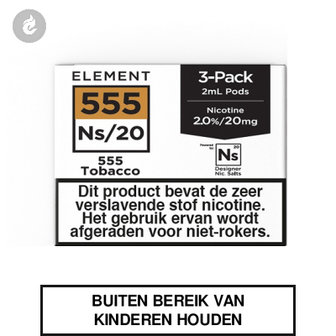 element nic salts pods ns 20mg 3x2ml 555 tobacco