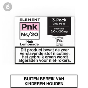element nic salts pods ns 20mg 3x2ml pink lemonade