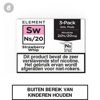 element nic salts pods ns 20mg 3x2ml strawberry whip