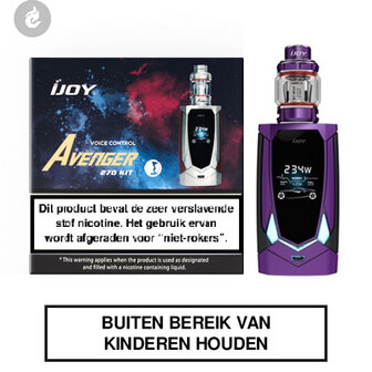ijoy avenger 270 e-sigaret kit voice control 234watt 2ml mirror purple paars