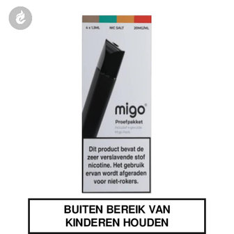 migo pod e-sigaret nic salt nicotinezout prefilled proefpakket starterskit zwart