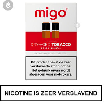 migo pods 1.3ml 2 stuks nic salt nicotinezout e-liquid 20mg nicotine dry-aged tobacco.jpg