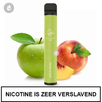 elfbar shisha pen disposable wegwerp e-sigaret vape 600puffs 20mg nicotinezout apple peach appel perzik