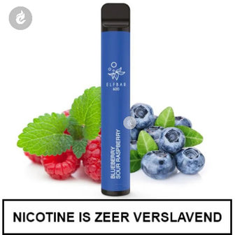 elfbar shisha pen disposable wegwerp e-sigaret vape 600puffs 20mg nicotinezout blueberry sour raspberry bosbes framboos