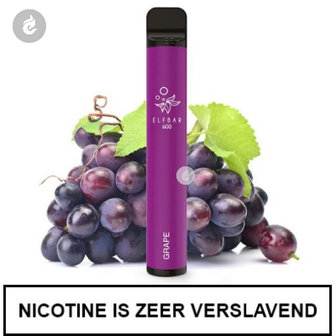 elfbar shisha pen disposable wegwerp e-sigaret vape 600puffs 20mg nicotinezout grape druif