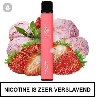 elfbar shisha pen disposable wegwerp e-sigaret vape 600puffs 20mg nicotinezout strawberry ice cream aardbei ijs