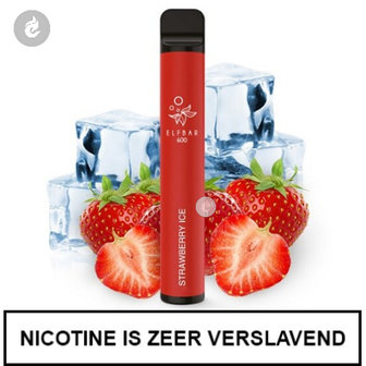 elfbar shisha pen disposable wegwerp e-sigaret vape 600puffs 20mg nicotinezout strawberry ice aardbei