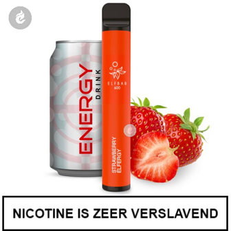 elfbar shisha pen disposable wegwerp e-sigaret vape 600puffs 20mg nicotinezout elfbull strawberry aardbei redbull