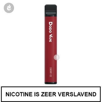 dodo vape e-sigaret shishapen vape bar 600 puffs 2ml cherry ice kersen ijs nicotinevrij