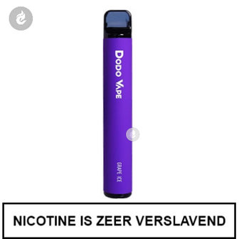 dodo vape e-sigaret shishapen vape bar 600 puffs 2ml grape ice druif ijs nicotinevrij
