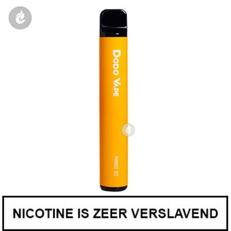 dodo vape e-sigaret shishapen vape bar 600 puffs 2ml mango ice ijs nicotinevrij