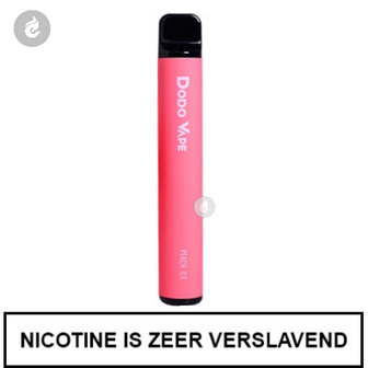 dodo vape e-sigaret shishapen vape bar 600 puffs 2ml peach ice perzik ijs nicotinevrij