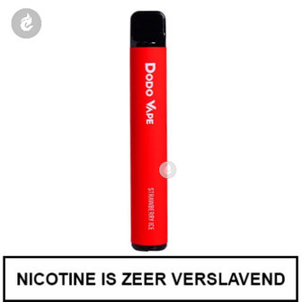dodo vape e-sigaret shishapen vape bar 600 puffs 2ml strawberry ice aardbei ijs nicotinevrij