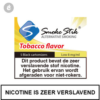 smokestik cartridges cartomizers tobacco tabak low 8mg black zwart